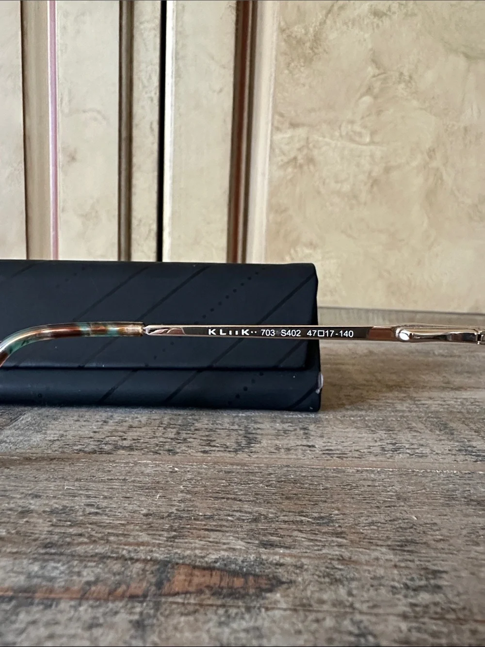 Kliik Denmark Tortoiseshell Eyeglass Frames with Green Accents